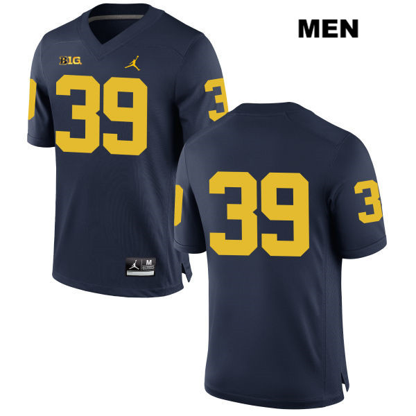 Men's NCAA Michigan Wolverines Evan Latham #39 No Name Navy Jordan Brand Authentic Stitched Football College Jersey IS25O78ZM